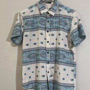 Blue Viscose Men's Shirt, Size Small